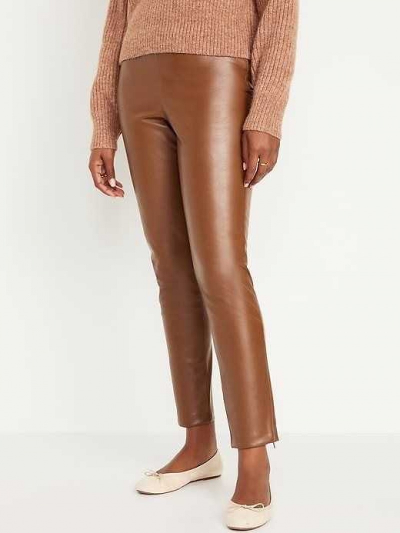 Old Navy Extra High-Waisted Faux Leather Pants Brown | MUX758612