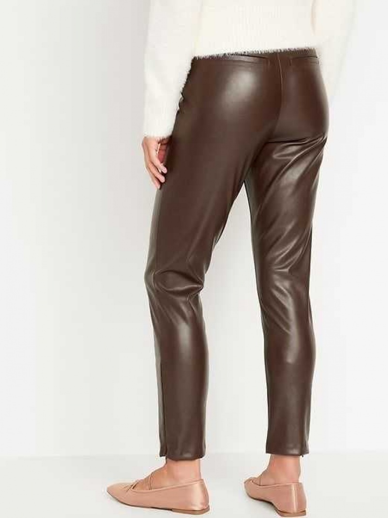 Old Navy Extra High-Waisted Faux Leather Pants Dark Grey Brown | HJT610283