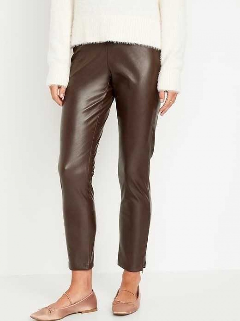 Old Navy Extra High-Waisted Faux Leather Pants Dark Grey Brown | HJT610283