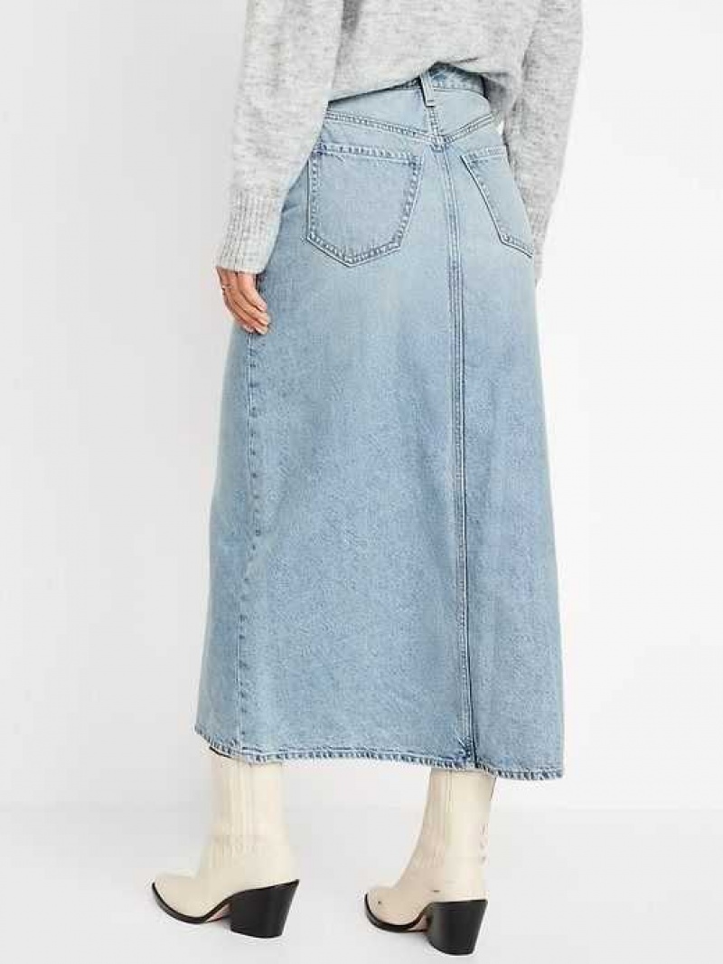 Old Navy Extra High-Waisted Front-Slit Jean Midi Skirt Hayden | XLP136854