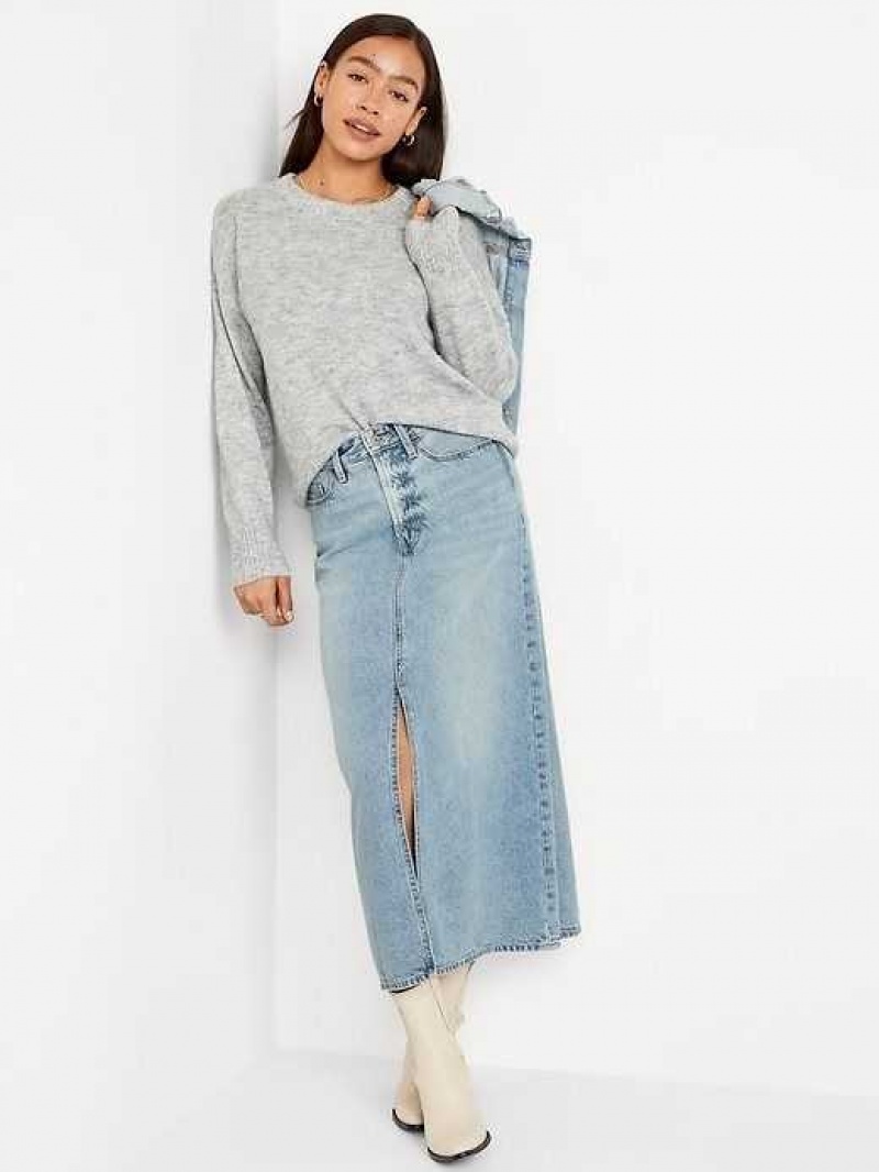 Old Navy Extra High-Waisted Front-Slit Jean Midi Skirt Hayden | XLP136854