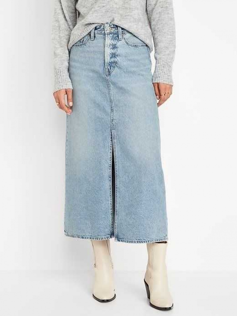 Old Navy Extra High-Waisted Front-Slit Jean Midi Skirt Hayden | XLP136854