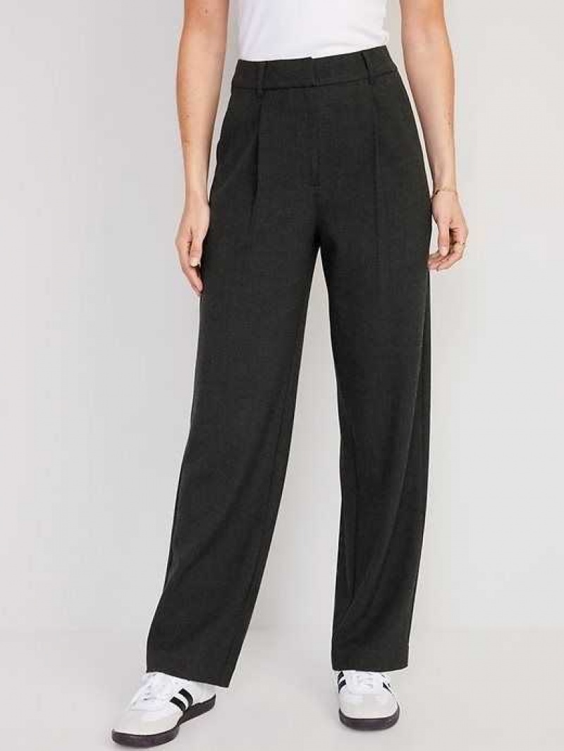 Old Navy Extra High-Waisted Pleated Taylor Wide-Leg Trouser Suit Pants Dark Grey | UDX154683