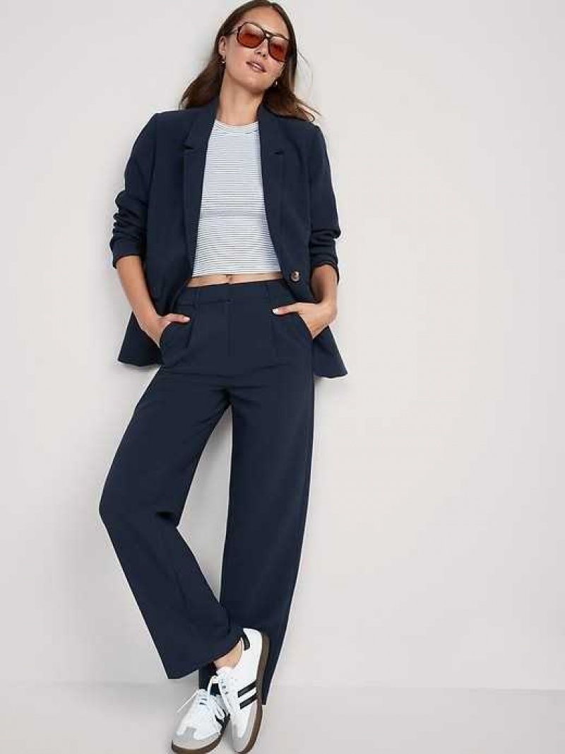 Old Navy Extra High-Waisted Pleated Taylor Wide-Leg Trouser Suit Pants Navy | NDR918075