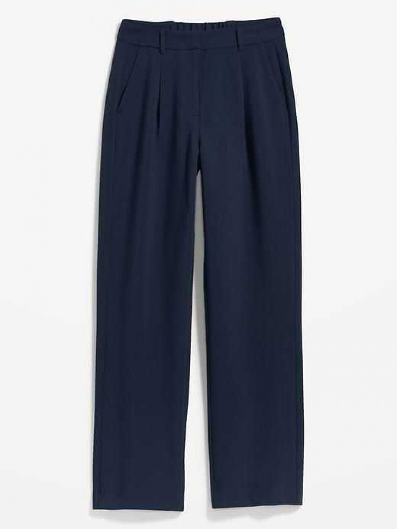 Old Navy Extra High-Waisted Pleated Taylor Wide-Leg Trouser Suit Pants Navy | NDR918075