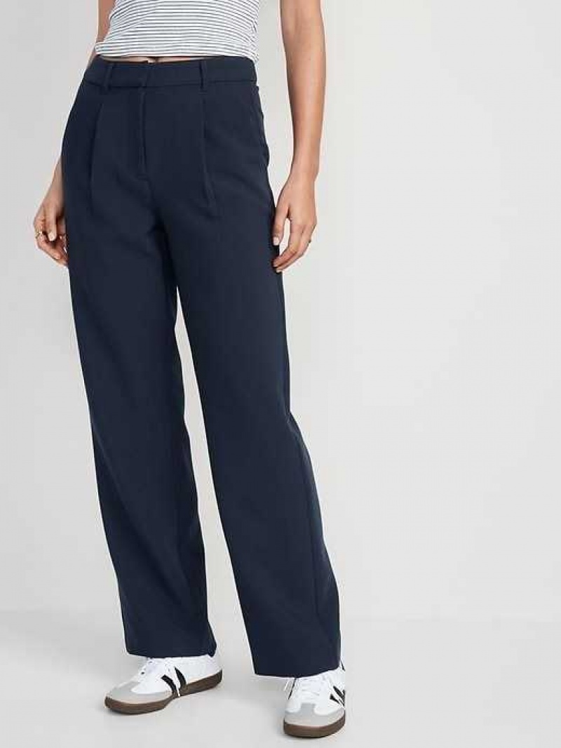 Old Navy Extra High-Waisted Pleated Taylor Wide-Leg Trouser Suit Pants Navy | NDR918075