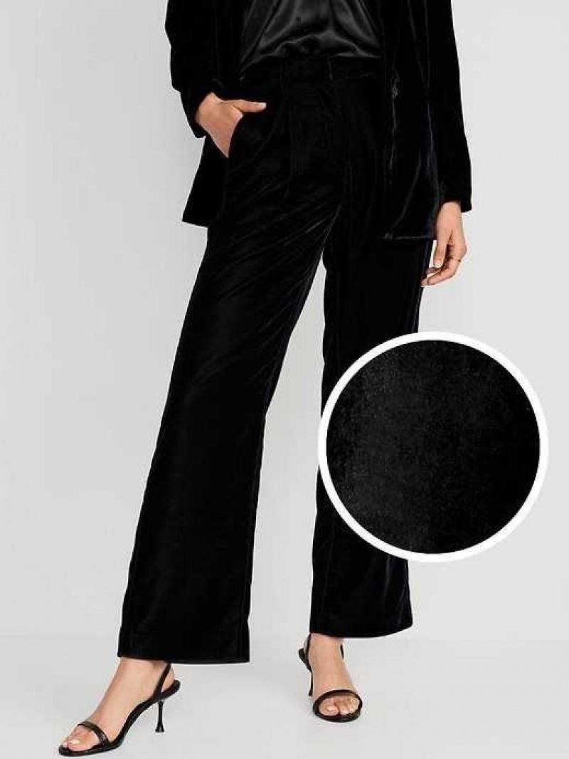 Old Navy Extra High-Waisted Pleated Taylor Trouser Velvet Pants Blackjack | NCW384975