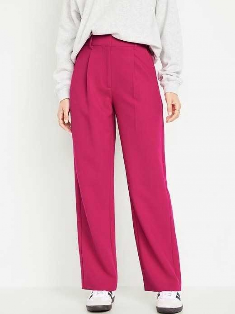 Old Navy Extra High-Waisted Pleated Taylor Wide-Leg Trouser Suit Pants Pink | LIV329418