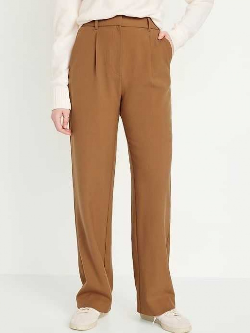 Old Navy Extra High-Waisted Pleated Taylor Wide-Leg Trouser Suit Pants Creme Caramel | BOX795684