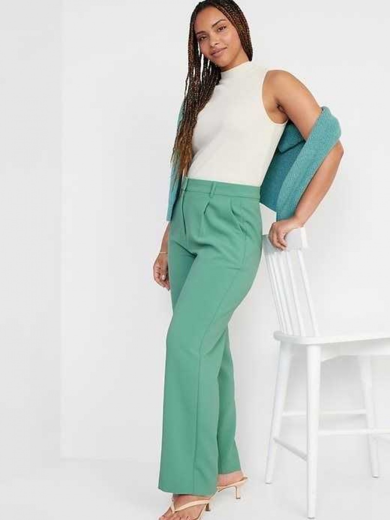 Old Navy Extra High-Waisted Pleated Taylor Wide-Leg Trouser Suit Pants Green | XCL981506