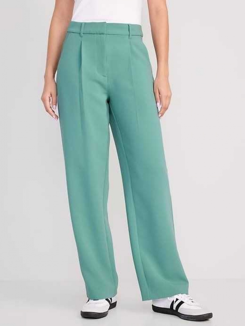 Old Navy Extra High-Waisted Pleated Taylor Wide-Leg Trouser Suit Pants Green | XCL981506