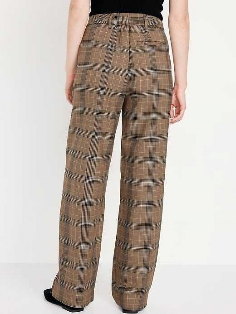 Old Navy Extra High-Waisted Pleated Taylor Wide-Leg Trouser Suit Pants Brown | WMJ458072