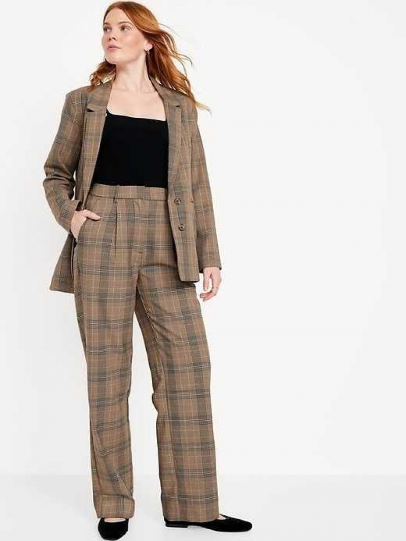 Old Navy Extra High-Waisted Pleated Taylor Wide-Leg Trouser Suit Pants Brown | WMJ458072