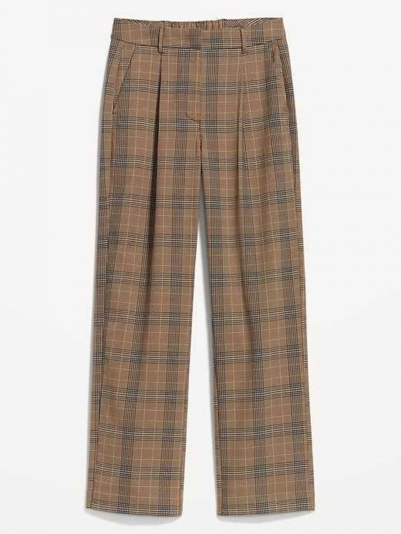 Old Navy Extra High-Waisted Pleated Taylor Wide-Leg Trouser Suit Pants Brown | WMJ458072