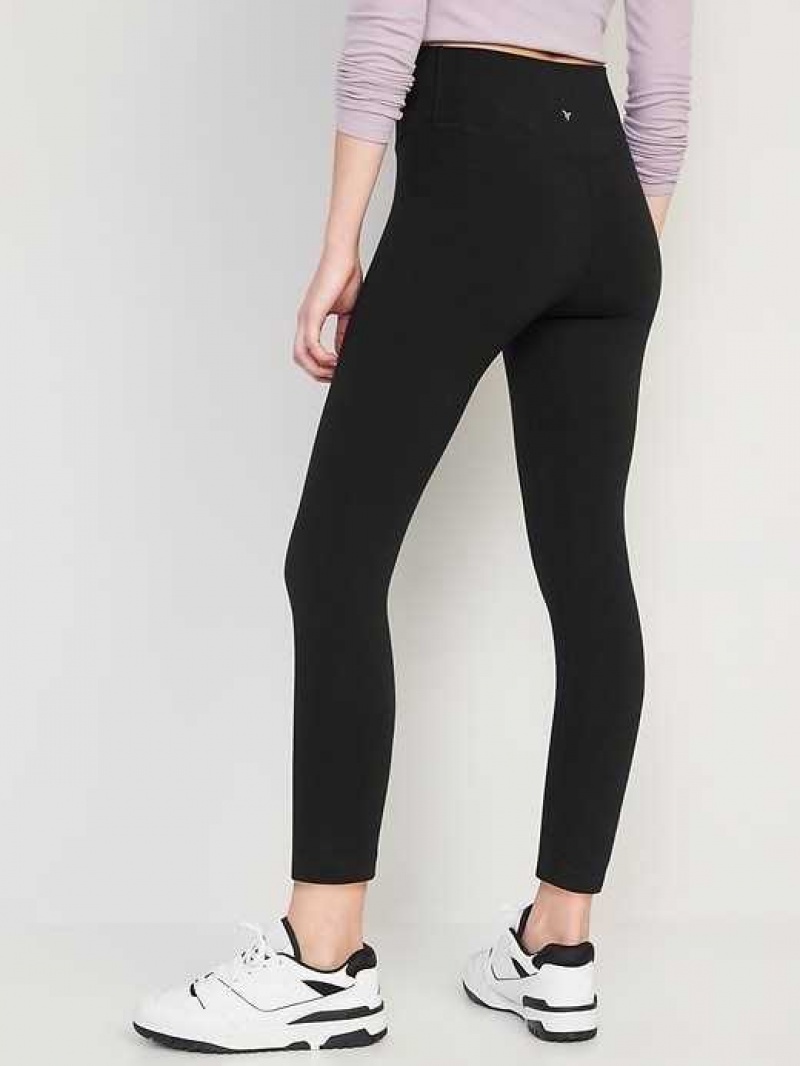 Old Navy Extra High-Waisted PowerChill Cropped Leggings Black | OMB192754