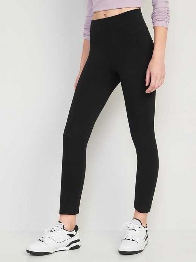 Old Navy Extra High-Waisted PowerChill Cropped Leggings Black | OMB192754