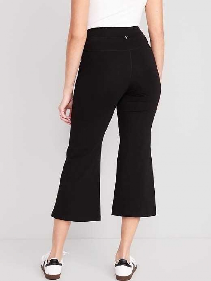 Old Navy Extra High-Waisted PowerChill Cropped Wide-Leg Yoga Pants Black | XAG831250