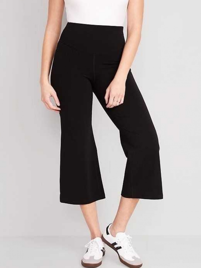 Old Navy Extra High-Waisted PowerChill Cropped Wide-Leg Yoga Pants Black | XAG831250