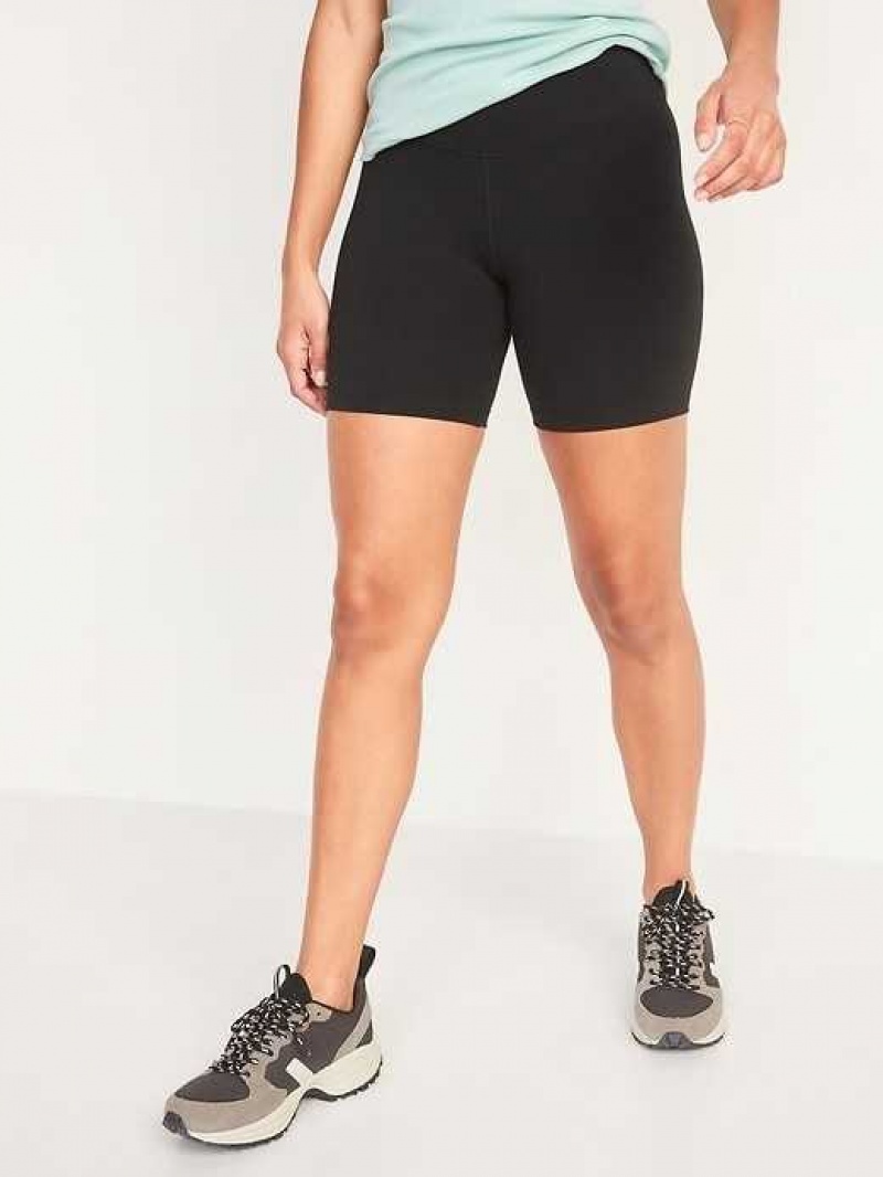 Old Navy Extra High-Waisted PowerChill Hidden-Pocket Biker Shorts Black | MOJ394087