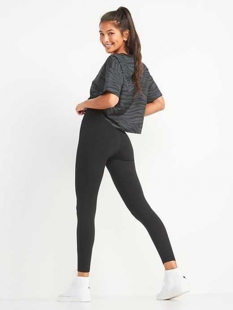 Old Navy Extra High-Waisted PowerChill Hidden-Pocket 7/8-Length Leggings Black | GPD241583