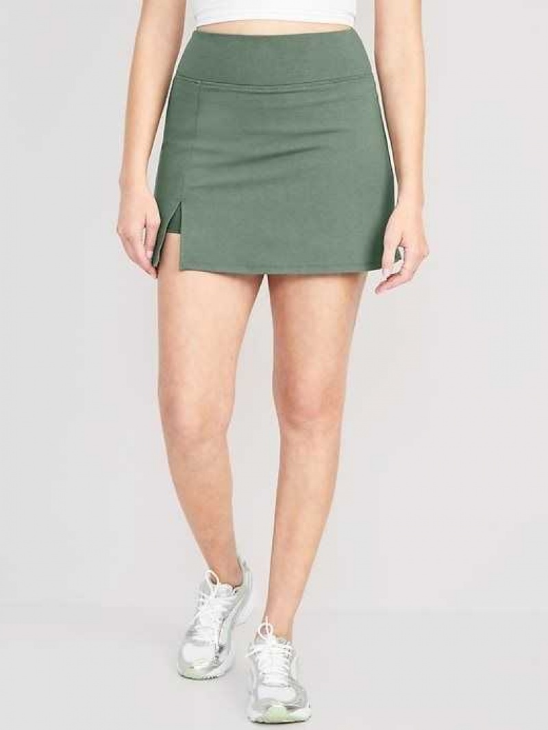 Old Navy Extra High-Waisted PowerChill Skort Forest Shade | JYV153678