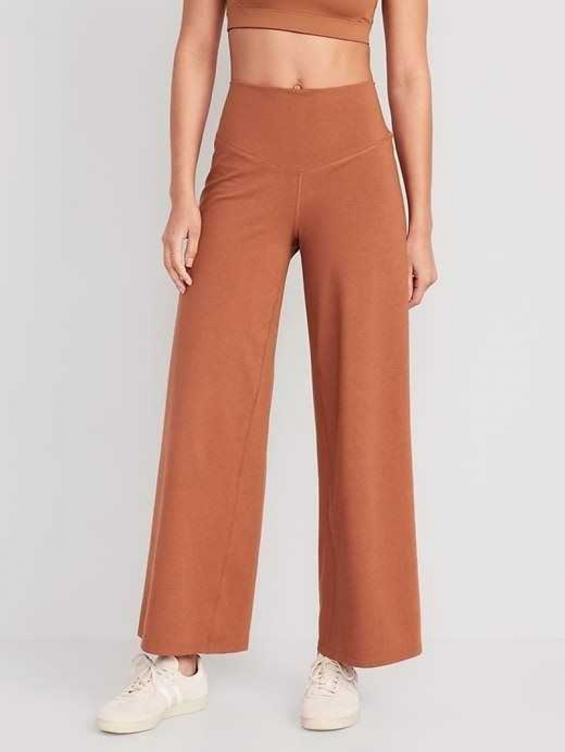 Old Navy Extra High-Waisted PowerChill Wide-Leg Yoga Pants Apple Cinnamon | BVL603481