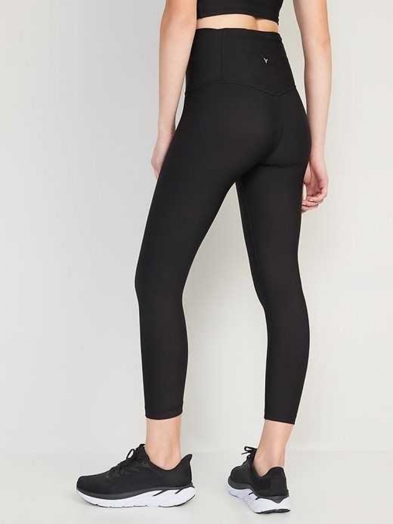 Old Navy Extra High-Waisted PowerSoft Crop Hidden Pocket Leggings Black | SAV316908