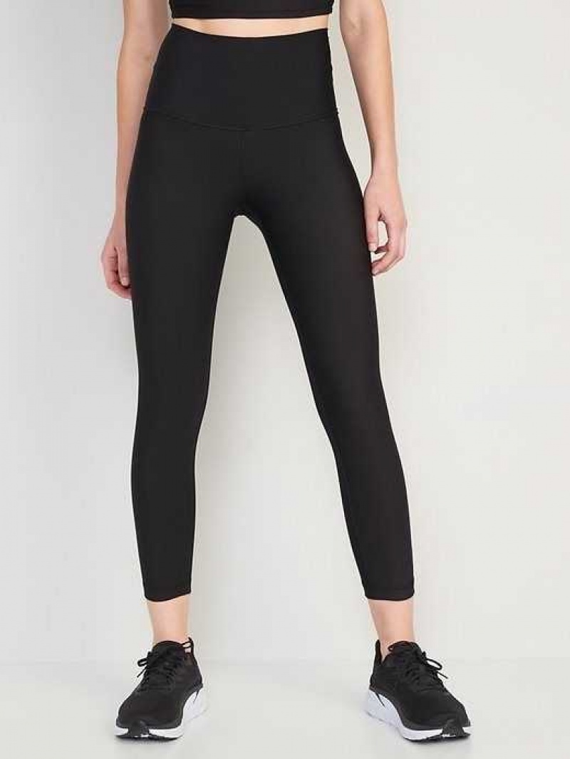 Old Navy Extra High-Waisted PowerSoft Crop Hidden Pocket Leggings Black | SAV316908