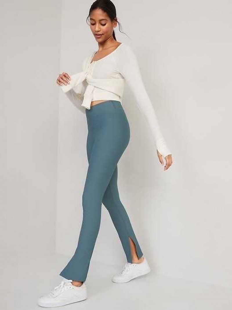 Old Navy Extra High-Waisted PowerSoft Rib-Knit Flare Leggings Ocean Shale | PYW756429