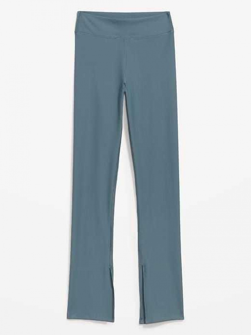 Old Navy Extra High-Waisted PowerSoft Rib-Knit Flare Leggings Ocean Shale | PYW756429