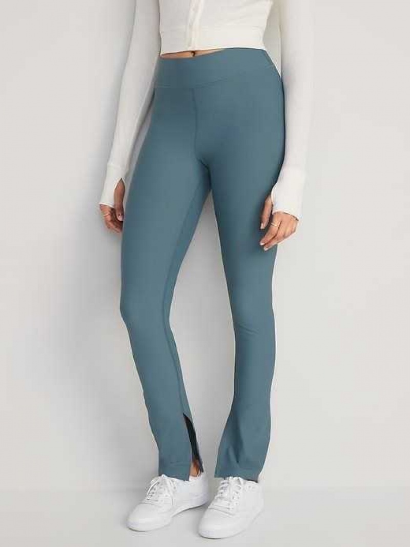 Old Navy Extra High-Waisted PowerSoft Rib-Knit Flare Leggings Ocean Shale | PYW756429