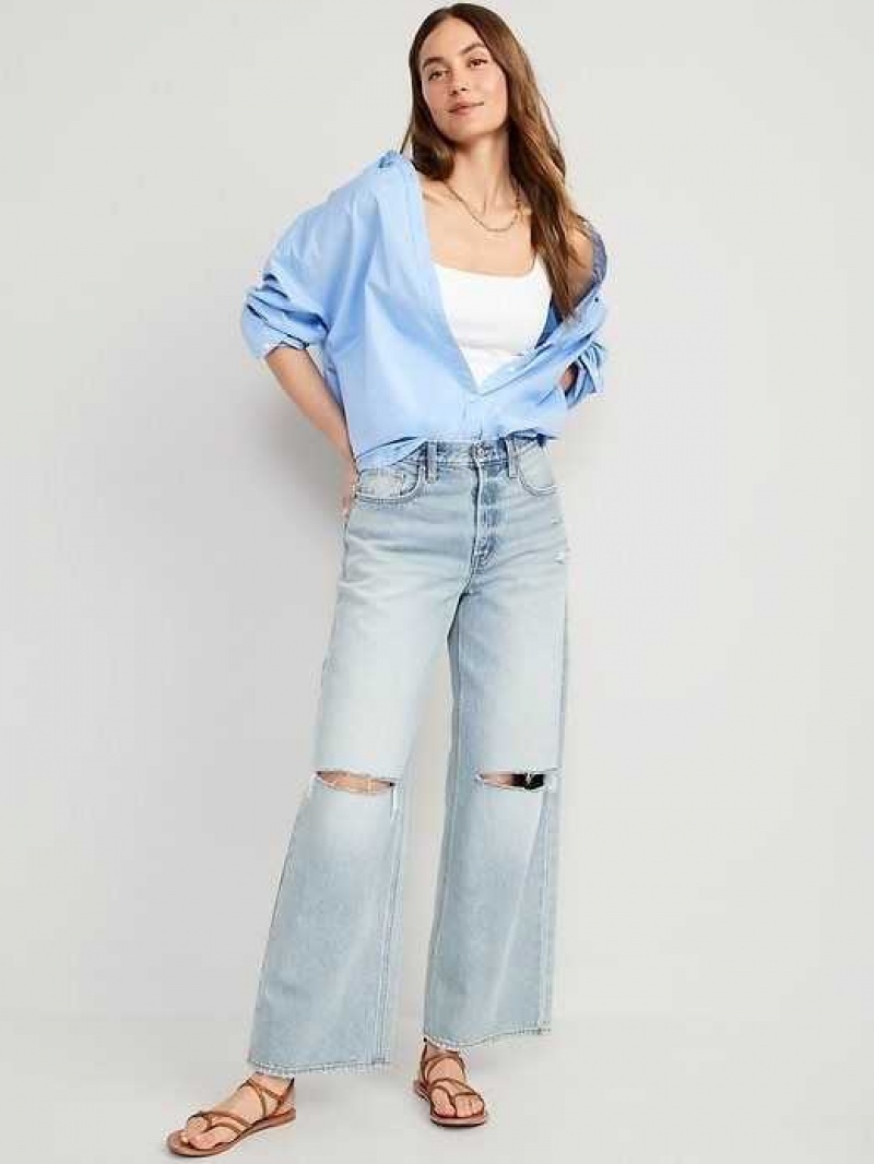 Old Navy Extra High-Waisted Ripped Baggy Wide-Leg Non-Stretch Jeans Nessa Damage | SZC310628