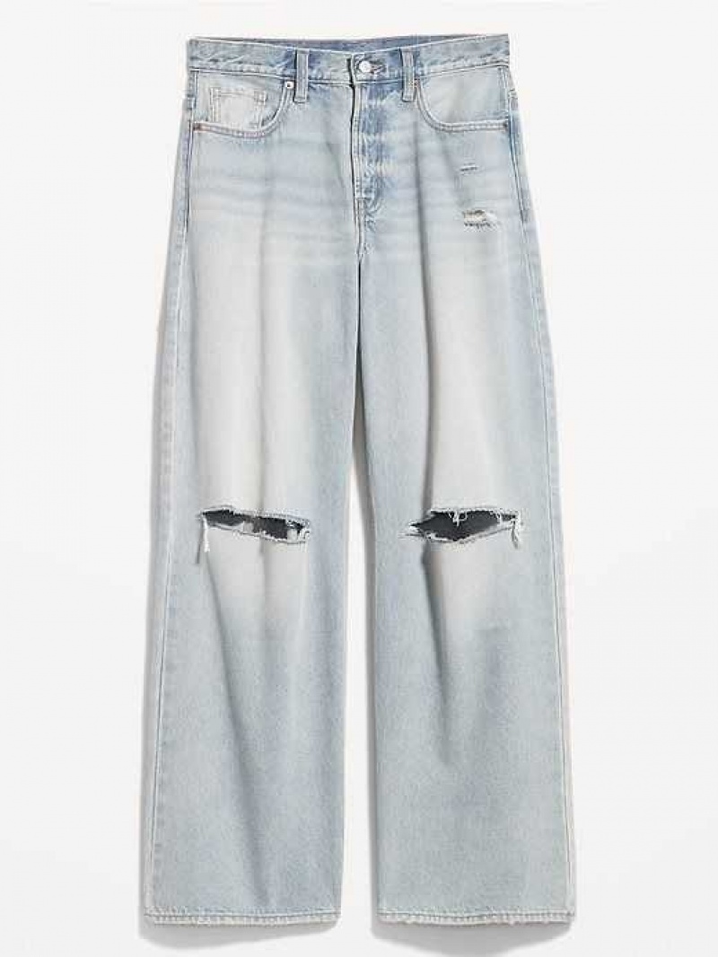 Old Navy Extra High-Waisted Ripped Baggy Wide-Leg Non-Stretch Jeans Nessa Damage | SZC310628