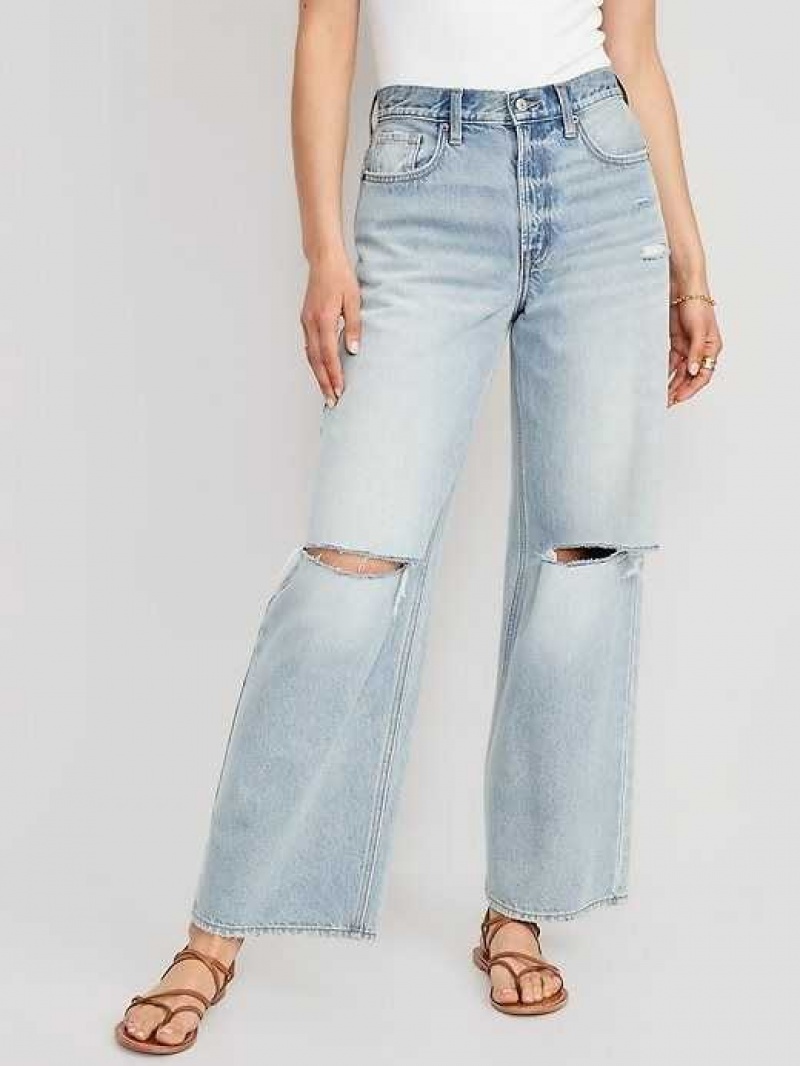 Old Navy Extra High-Waisted Ripped Baggy Wide-Leg Non-Stretch Jeans Nessa Damage | SZC310628