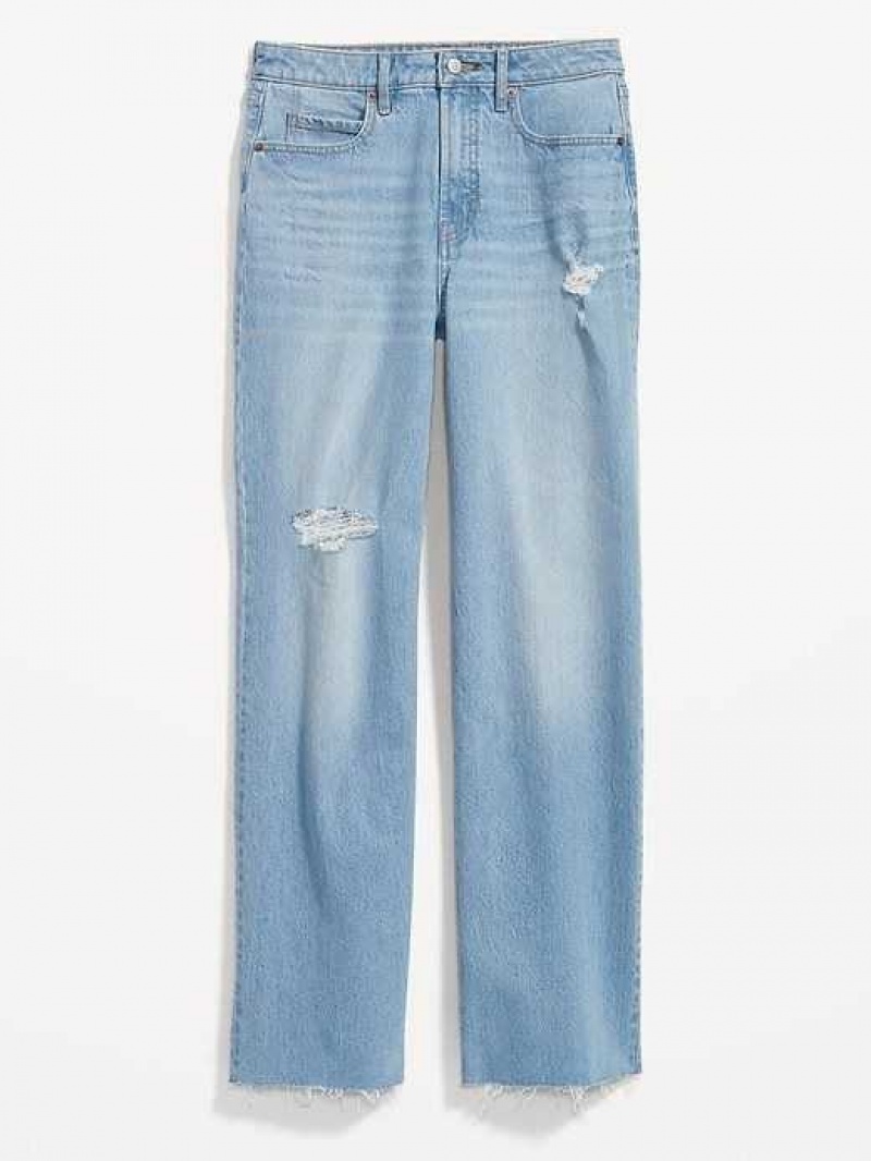 Old Navy Extra High-Waisted Ripped Cut-Off Wide-Leg Jeans Holly | SYG690713