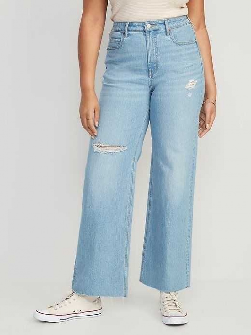 Old Navy Extra High-Waisted Ripped Cut-Off Wide-Leg Jeans Holly | SYG690713