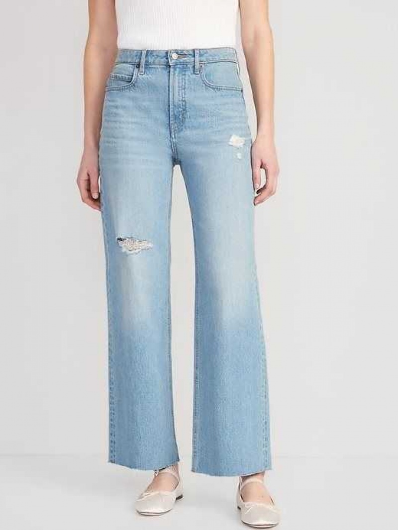 Old Navy Extra High-Waisted Ripped Cut-Off Wide-Leg Jeans Holly | SYG690713