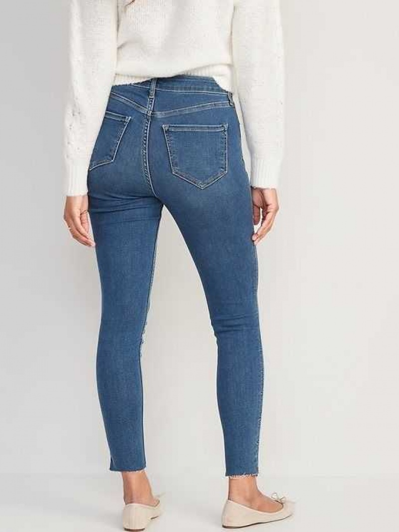 Old Navy Extra High-Waisted Rockstar 360 Stretch Super-Skinny Cut-Off Jeans Suki | RYM296430