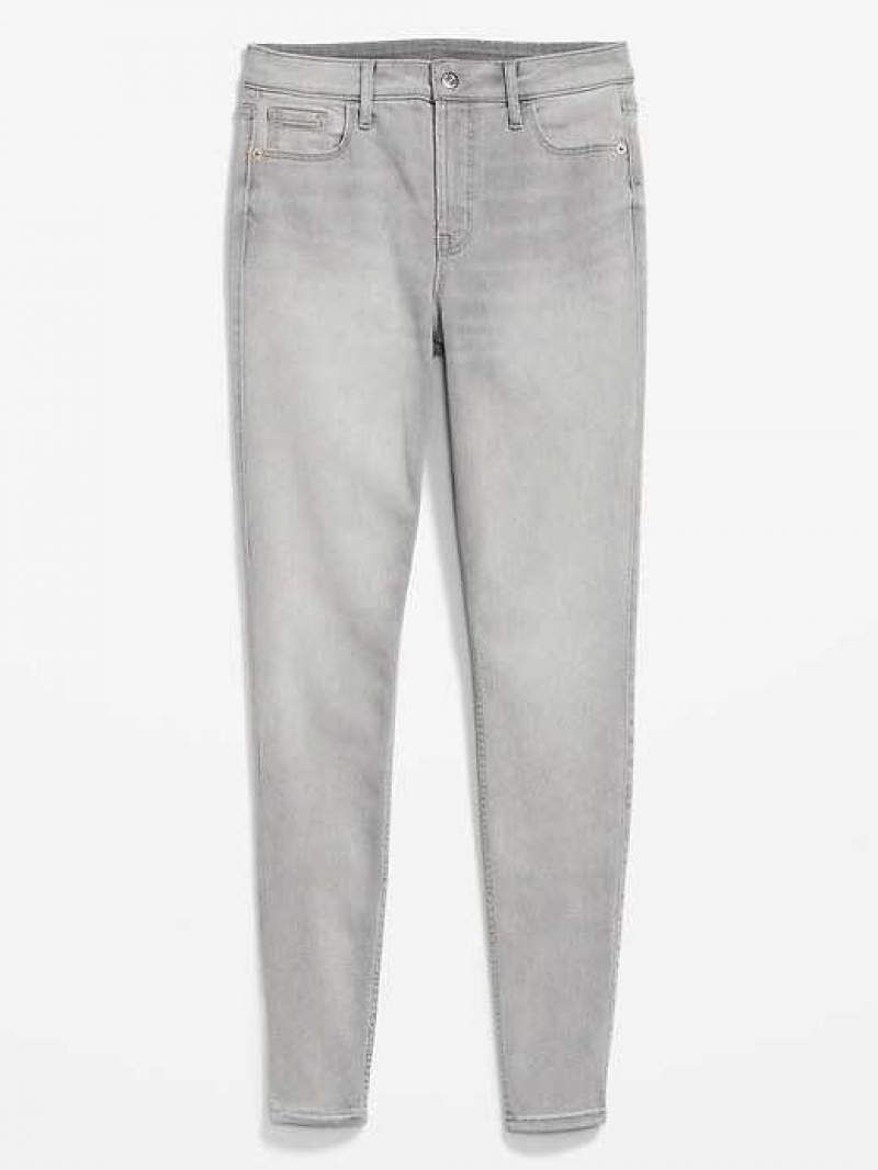 Old Navy Extra High-Waisted Rockstar 360 Stretch Super-Skinny Jeans Light Grey | FBP658209