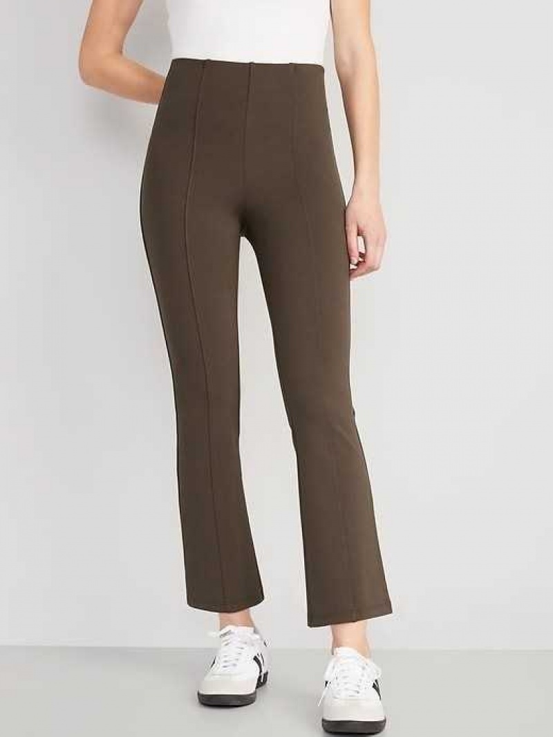 Old Navy Extra High-Waisted Stevie Crop Kick Flare Pants Deep Brown | URH120948