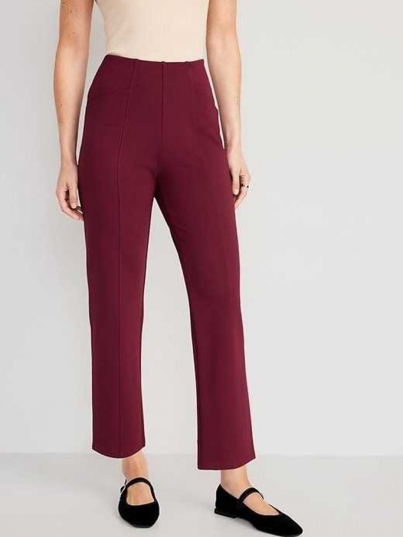 Old Navy Extra High-Waisted Stevie Straight Taper Ankle Pants Red Burgundy | PXO567489