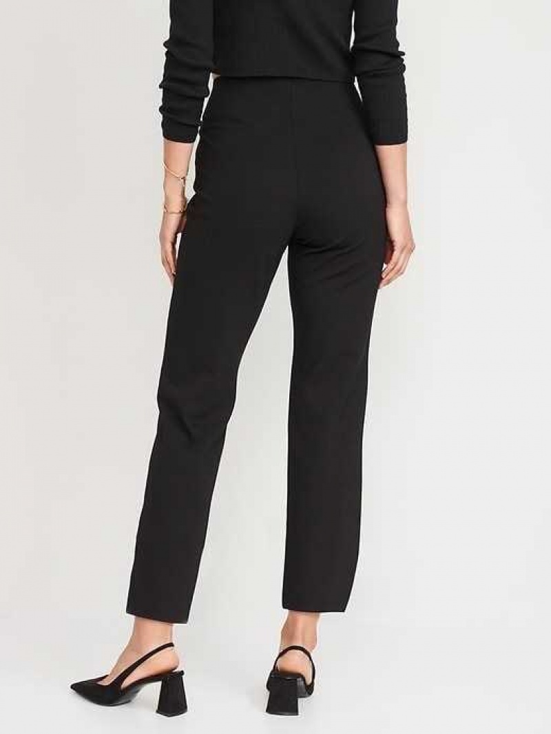 Old Navy Extra High-Waisted Stevie Straight Taper Ankle Pants Black | MIZ812394