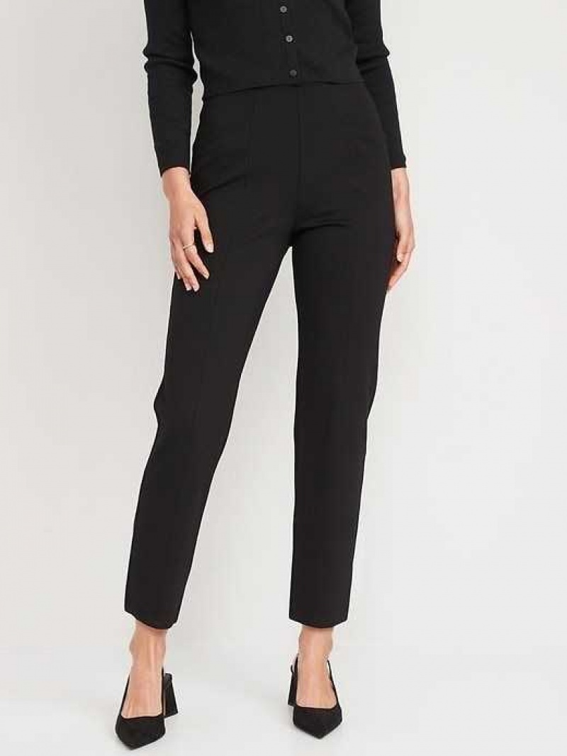 Old Navy Extra High-Waisted Stevie Straight Taper Ankle Pants Black | MIZ812394