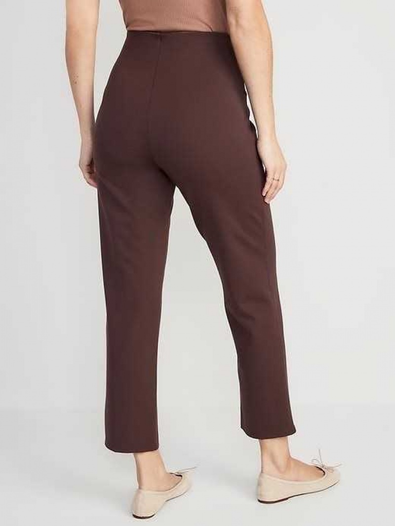 Old Navy Extra High-Waisted Stevie Straight Taper Ankle Pants French Roast | YJA369501