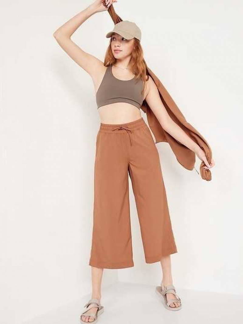 Old Navy Extra High-Waisted StretchTech Cropped Wide-Leg Pants Warm Hickory | LZW938126