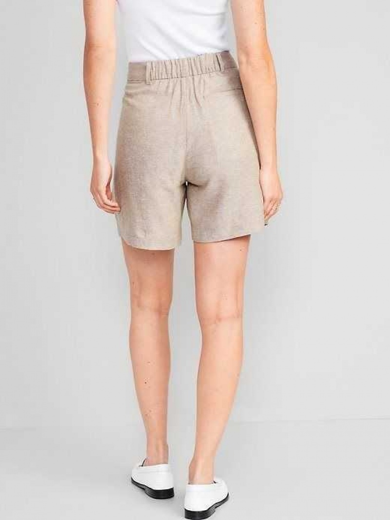 Old Navy Extra High-Waisted Taylor Linen-Blend Trouser Shorts Sliced Bread | SHI574263