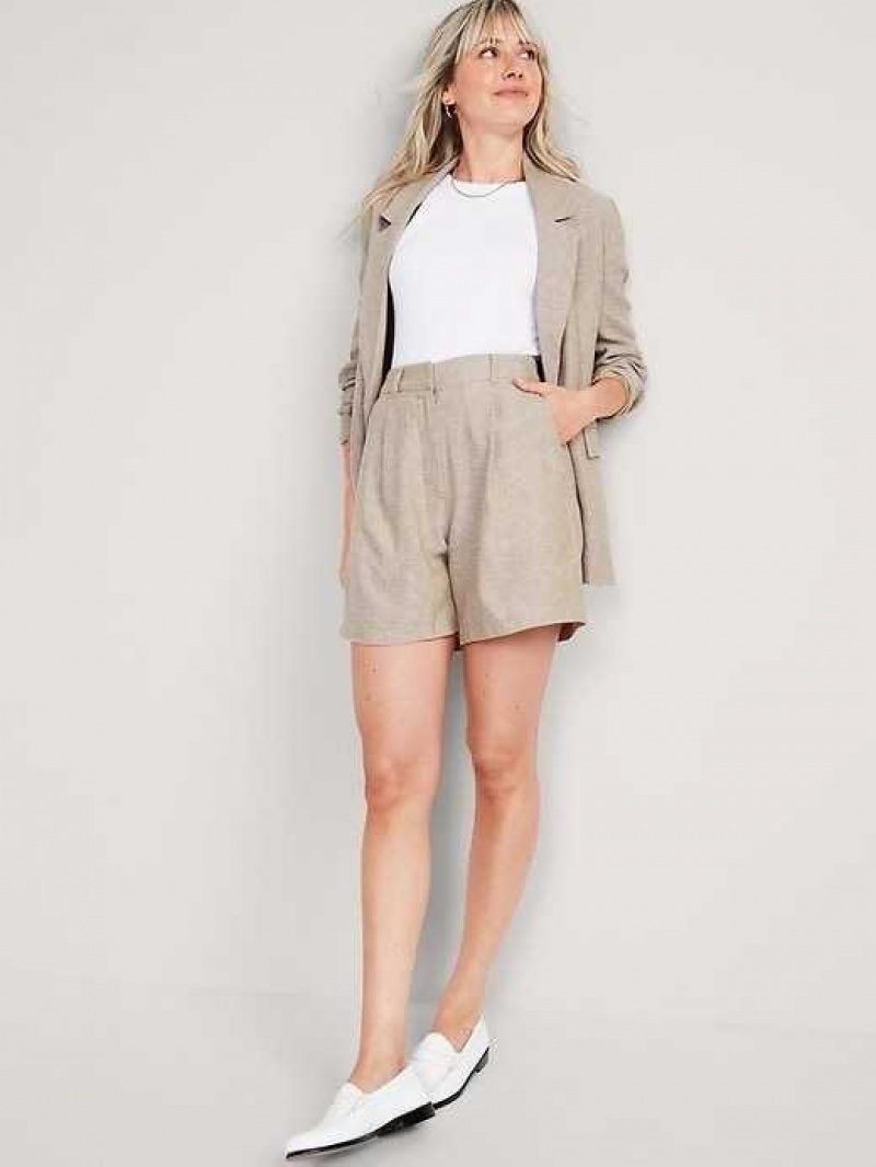 Old Navy Extra High-Waisted Taylor Linen-Blend Trouser Shorts Sliced Bread | SHI574263