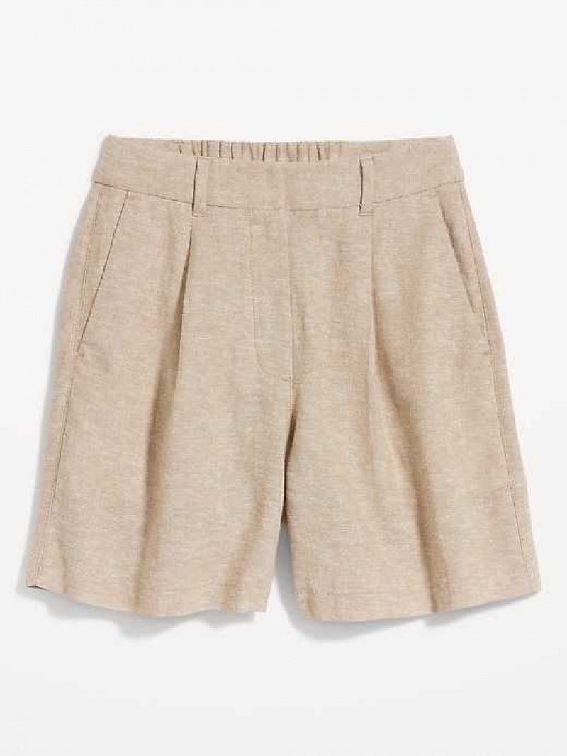 Old Navy Extra High-Waisted Taylor Linen-Blend Trouser Shorts Sliced Bread | SHI574263