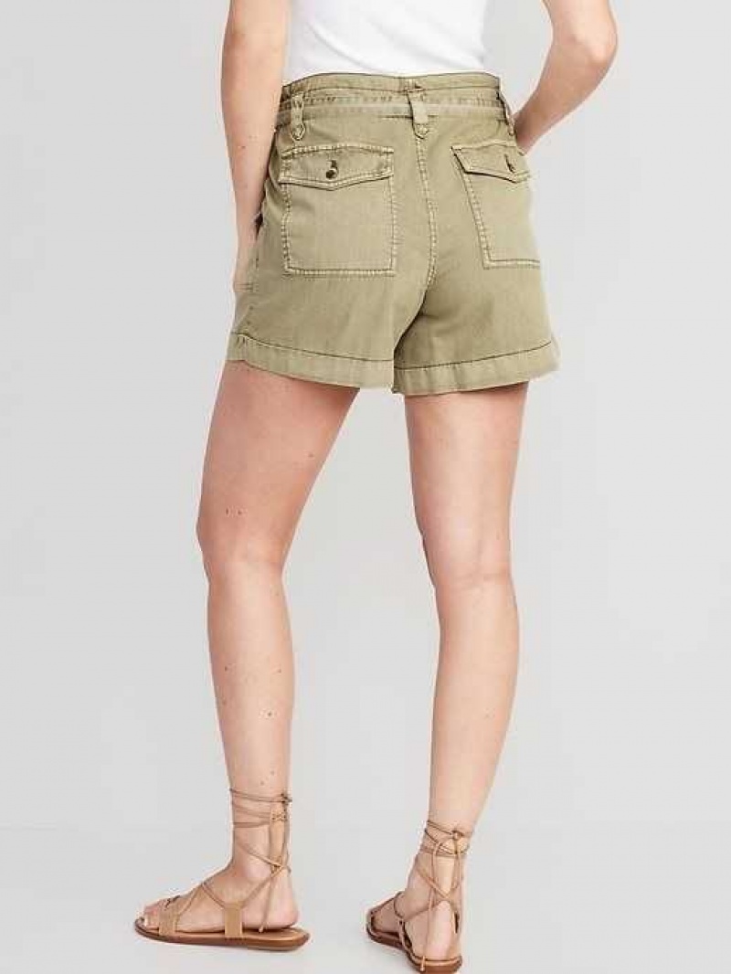 Old Navy Extra High-Waisted Tie-Front Cargo Workwear Shorts Multicolor | SML064572