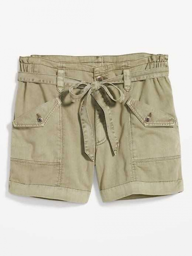 Old Navy Extra High-Waisted Tie-Front Cargo Workwear Shorts Multicolor | SML064572